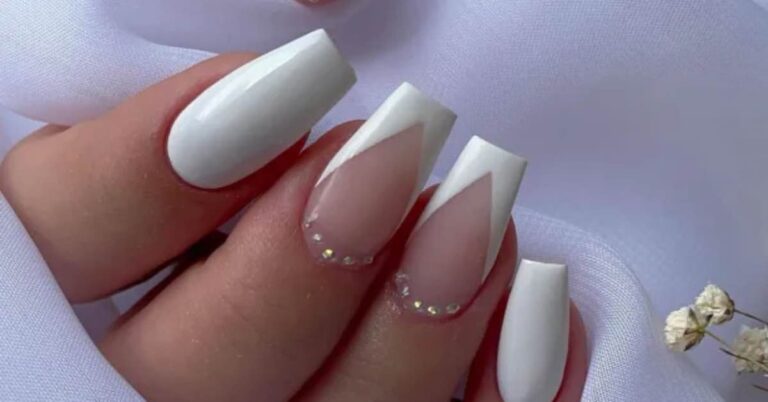 white wedding nails